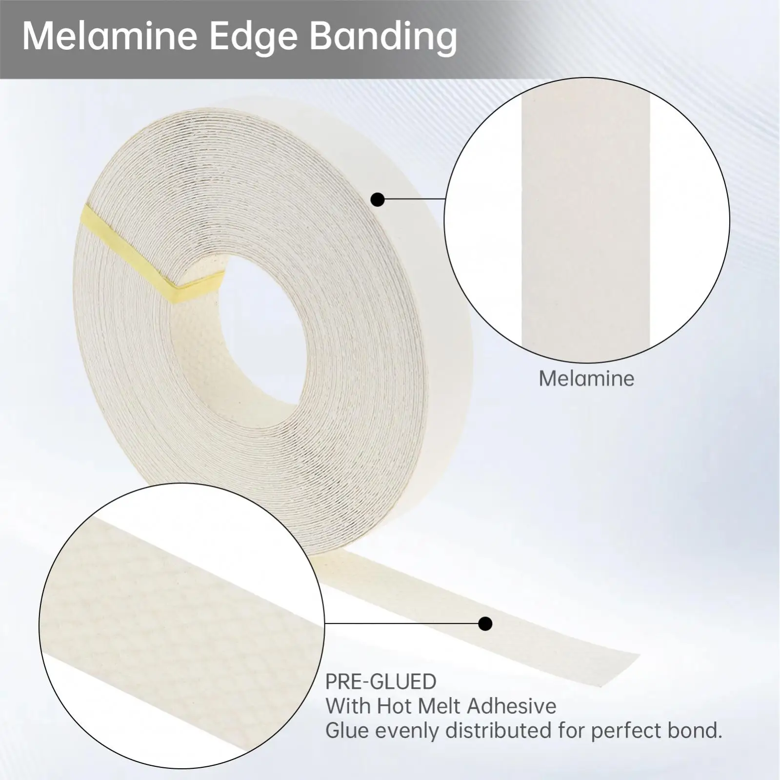 Fita adesiva termofusível de melamina para móveis, 15 metros, faixa de borda pré-colada, folheado, madeira compensada para decoração de borda de armário