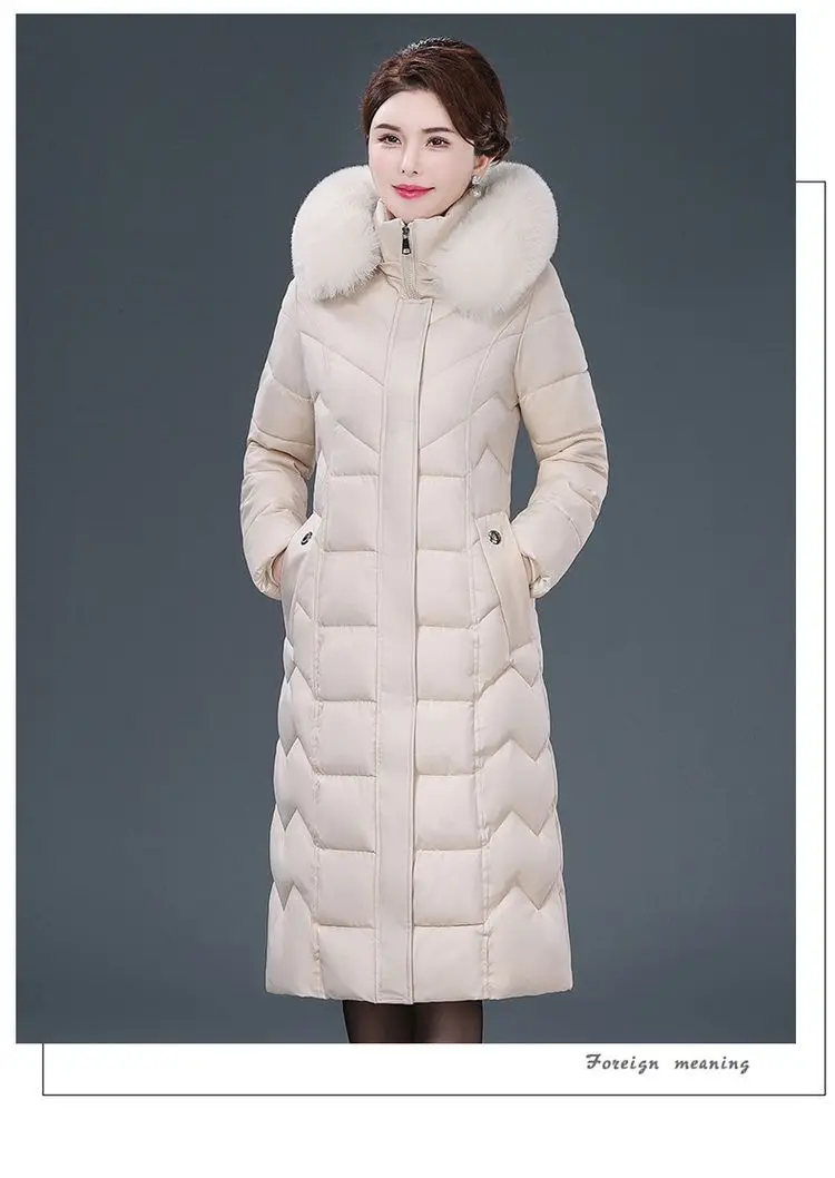 Middle Aged Mother Down Cotton Jacket 6XL Winter Oversized Thick Hooded Coat Windproof Rainproof Female Warm Long Parka Overcoat