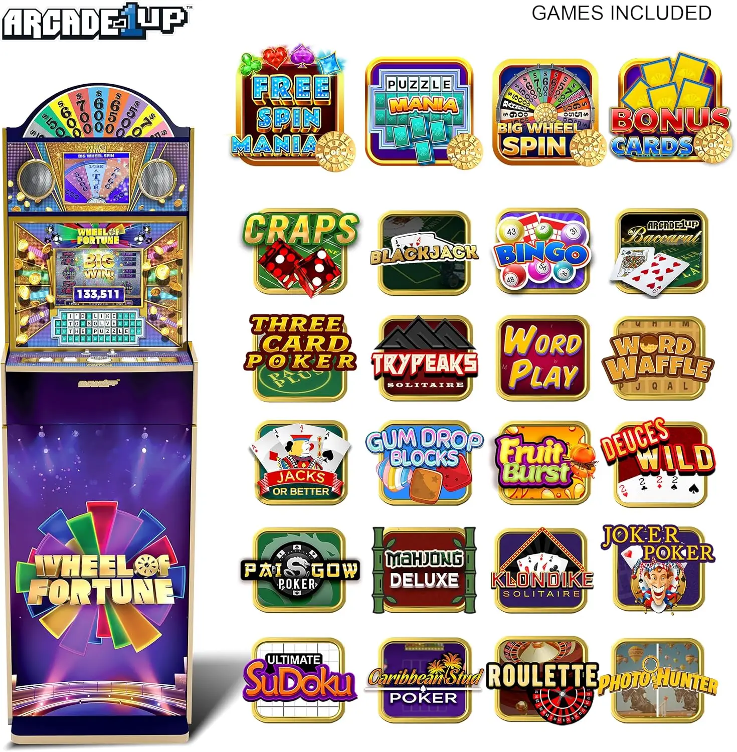 عجلة الحظ Casinocade Deluxe Arcade Game، خزانة واقفة بطول 5 أقدام