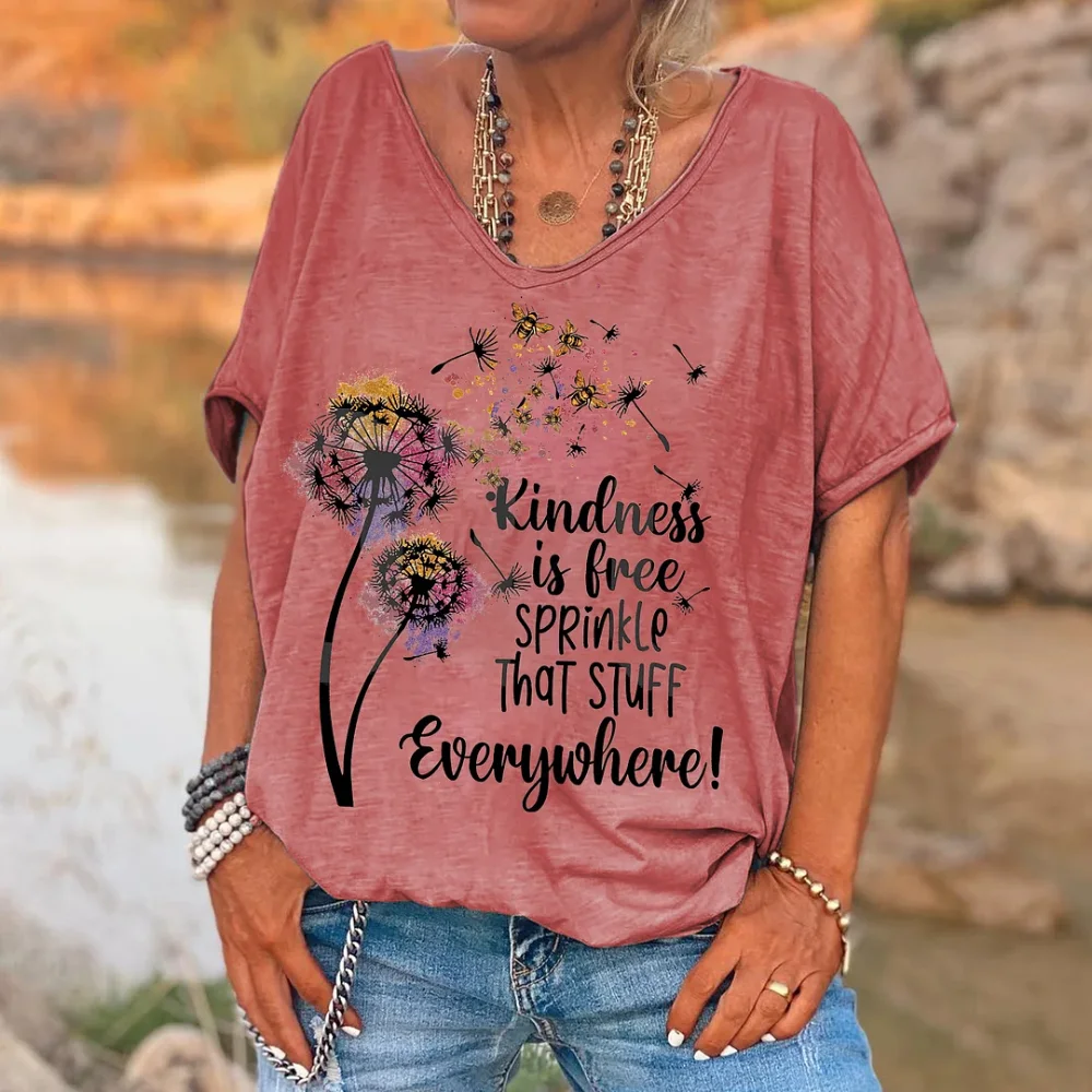 

Rheaclots Women's Kindness Is Free Printed Hippie T-Shirt