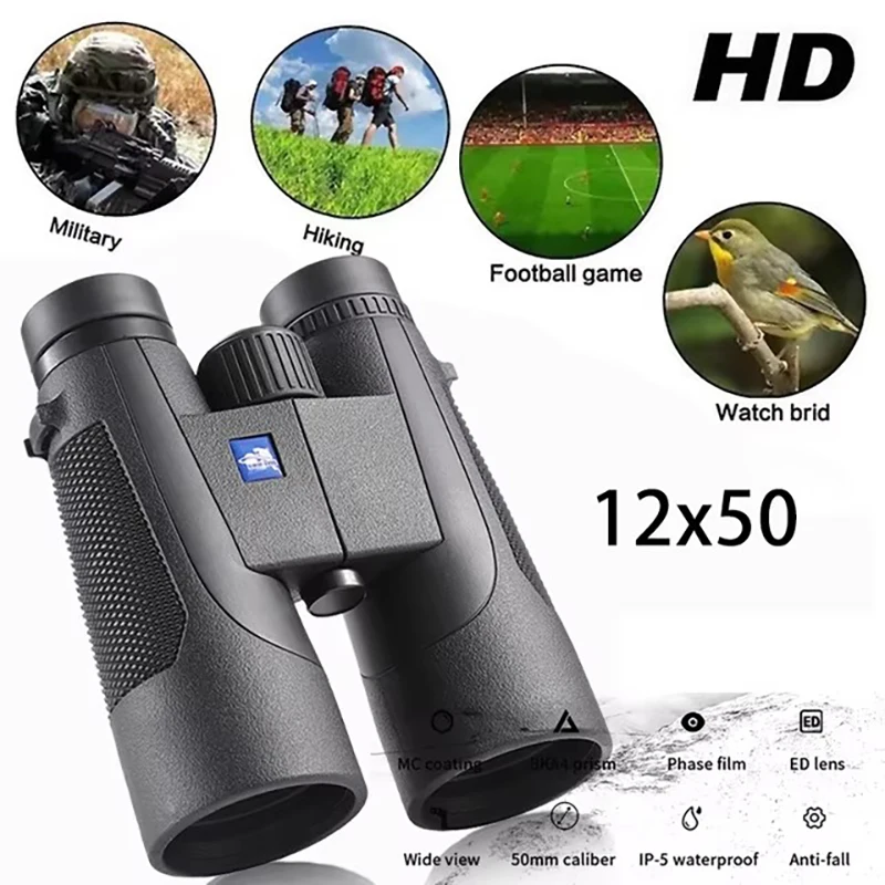 

12X50 HD Vision Binoculars, for Hiking Travel Camping Fun BAK4 Prism Nitrogen-filled Professional Waterproof Binocular Telescope