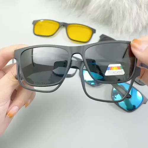 Imagen 2 del producto CLLOIO nuevas gafas de sol con Clip magnético 5 en 1 para hombres, gafas de lectura polarizadas para miopía, gafas graduadas de bicicleta, gafas de protección contra luz azul