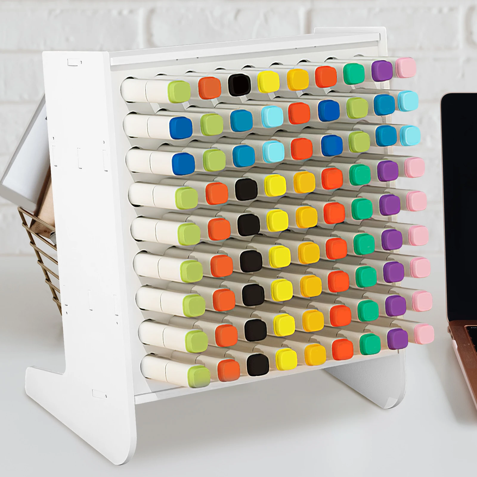 

81 Holes Decorative Pen Stand Holder Marker Storage Plastic Desk Organizers Student Marker Storage School Stationery