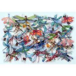 80 PCS Night Dragonfly Decorative Adhesive Sticker, Craft Scrapbooking Sticker Set for Diary, Album, Notebook, Planner