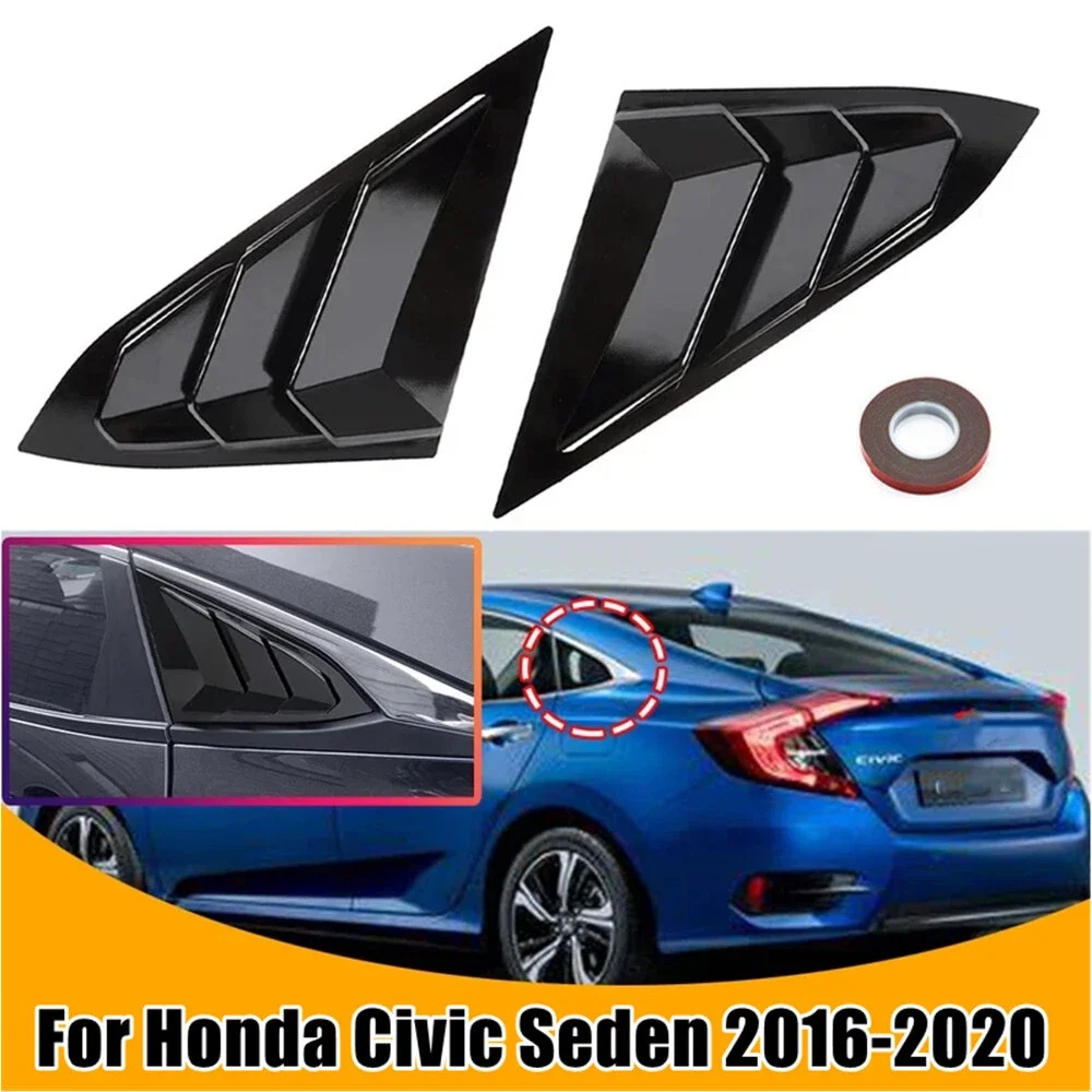 Para Honda Civic 10. a generación 2016-2020 Sedan ventana lateral trasera persianas de ventilación de aire Scoop Shades cubierta molduras persianas accesorios de carbono para coche