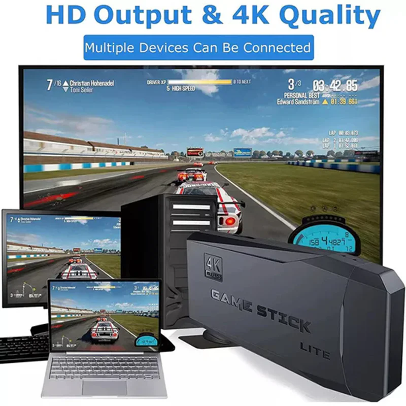 وحدة تحكم ألعاب فيديو M8 ريترو HD 4K TV Game Stick Console 64 جيجابايت مع 20,000 لعبة ريترو و2 وسادات ألعاب لاسلكية كهدية للأطفال