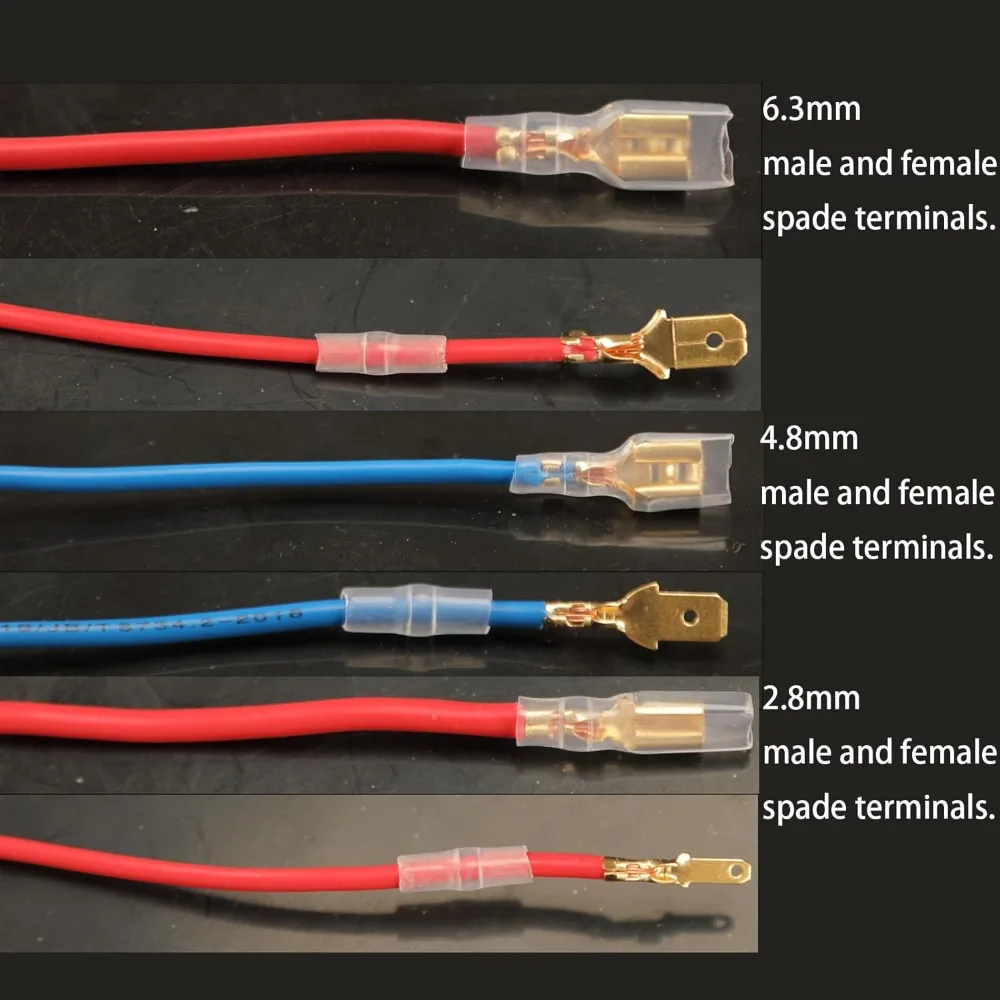 480pcs Male and Female Spade Connectors Kit with Insulating Sleeve 2.8mm 4.8mm 6.3mm Crimp Terminals Electrical Wire Connector