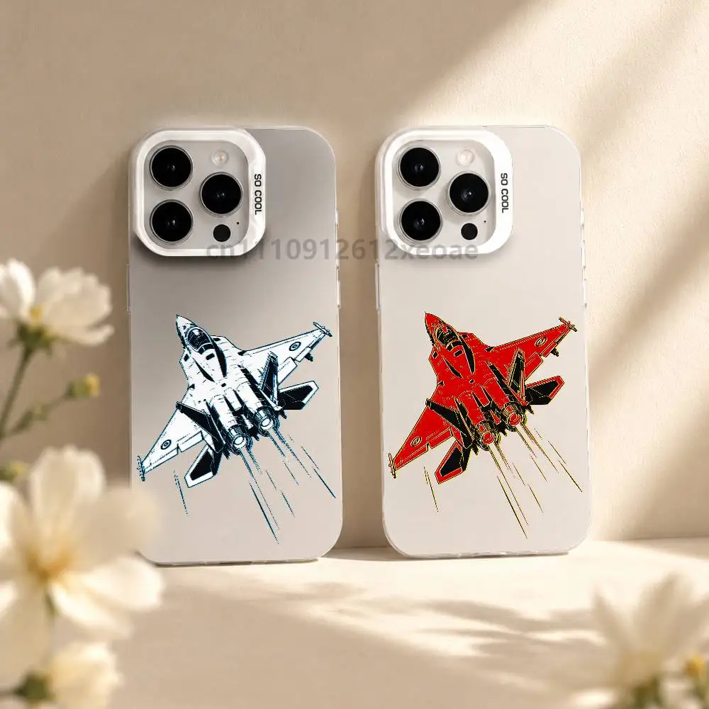 Cool military fighter jet Phone Case For iPhone 17 16 15 11 PRO ProMax 13 12 Mini 14 Plus  large hole thin lightweight coque