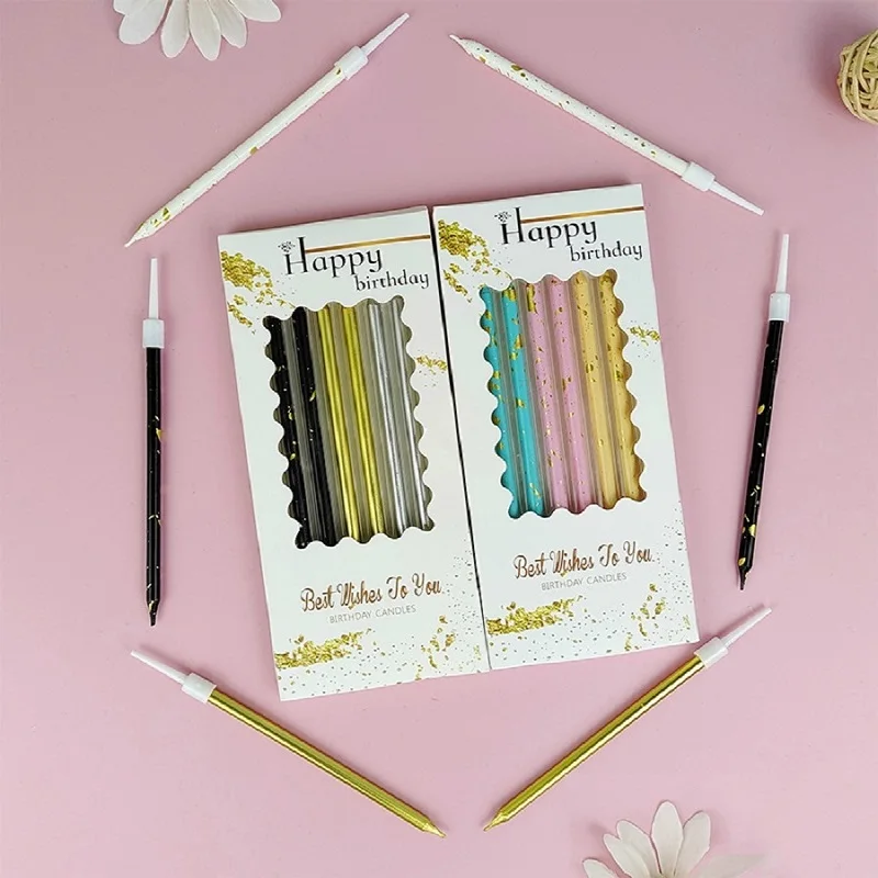 6PCS Kunst Welle Bleistift Alles Gute Zum Geburtstag Kerze Kuchen Dekoration Set Lange Gerade Stange Bunte Kreative Party Liefert Werkzeuge jahre