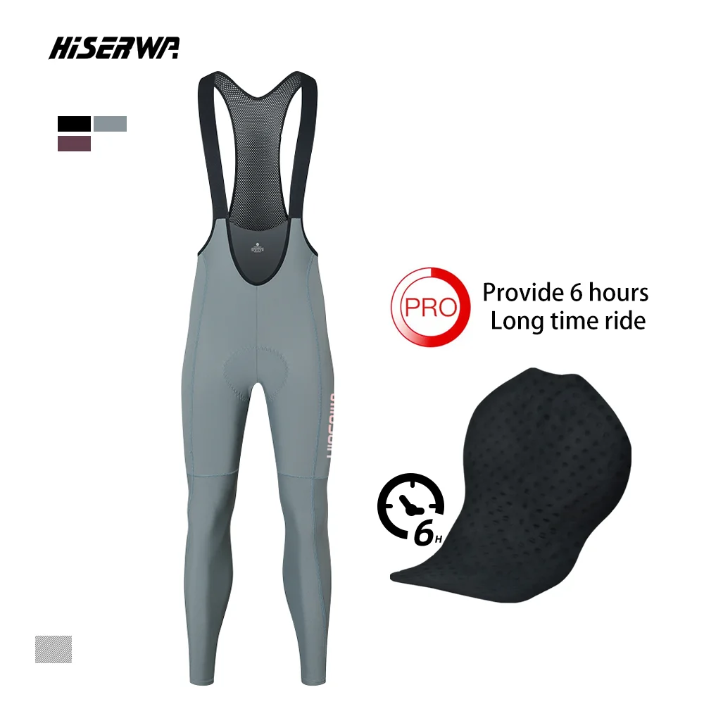 HISERWA Cycling Pant Pantalon Ciclismo Hombre Pro 6H Bicycle Pad Hight Quality Cycling Bibs Trousers MTB Bike Bike Tights