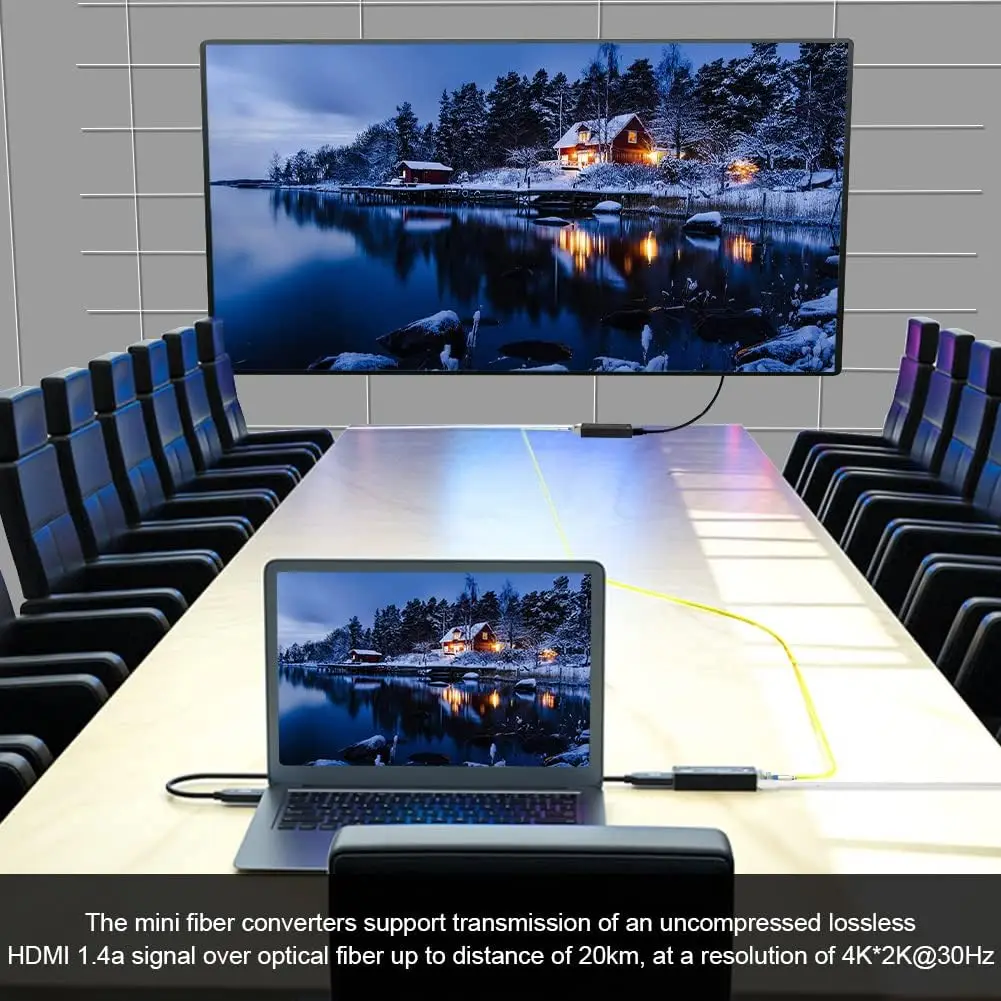 Mini 4K HDMI Fiber Extender Ultra HD Video Optical Transceiver 20km Single Mode DC 5V