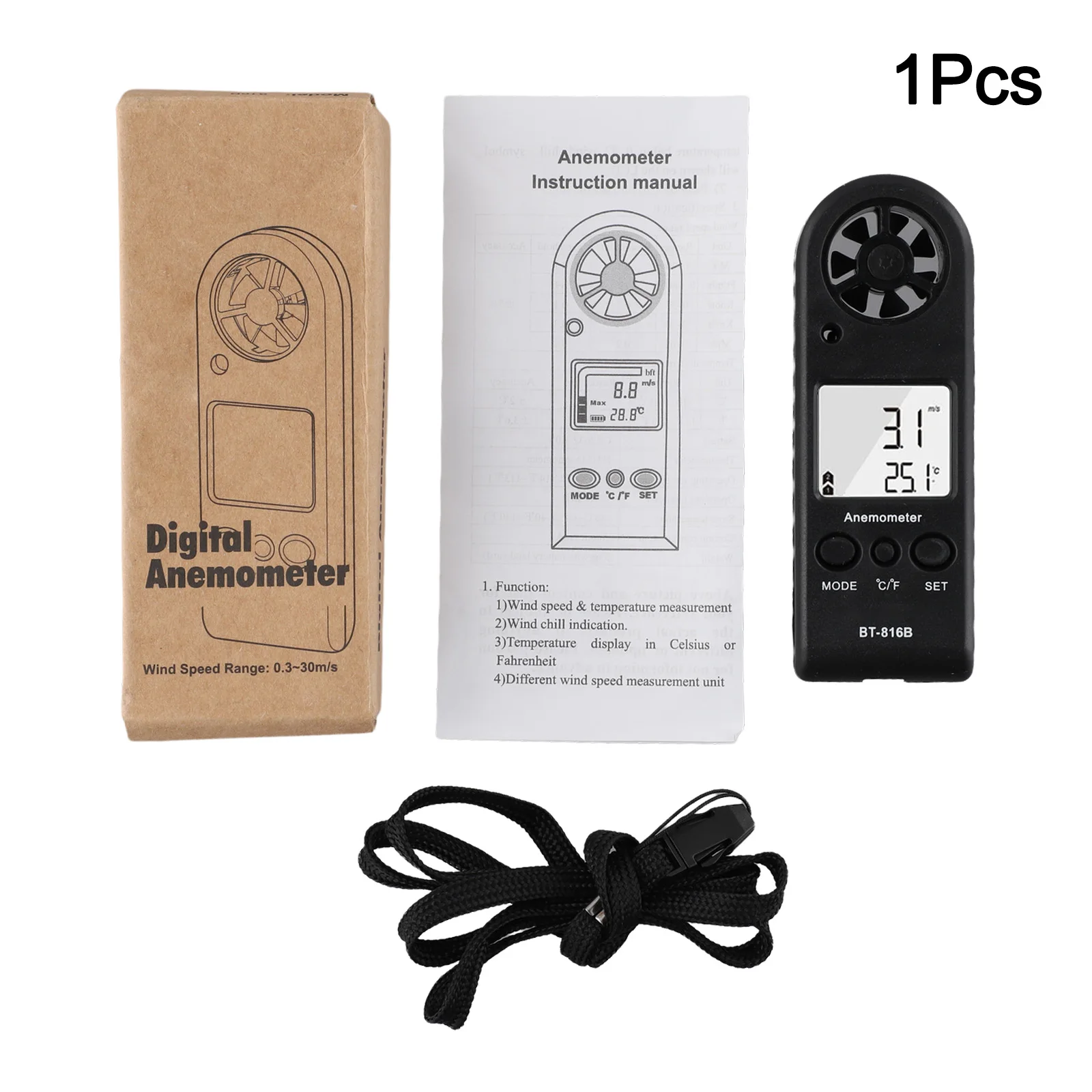 

BT-816B Air Speed Tester HVAC Anemometer Thermal Sensation Real-time Measurement Handheld Air Speed Tester Device