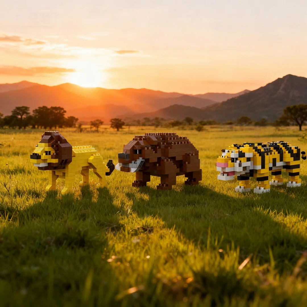 KNEW بنيت ثلاثية الأبعاد نماذج للحيوانات الفيل ، فرس النهر ، الأسد ، ليوبارد مايكرو ألعاب مكعبات البناء الصغيرة-إنشاء حديقة الحيوان ، مجموعة ألغاز ، هدايا عيد الميلاد #6