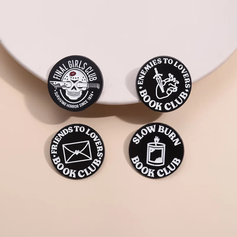 Finals Girls Club Enamel Pin Enemies To Lovers Slow Burn Book Club Brooches Lapel Backpack Badge Jewelry Gifts For Friends