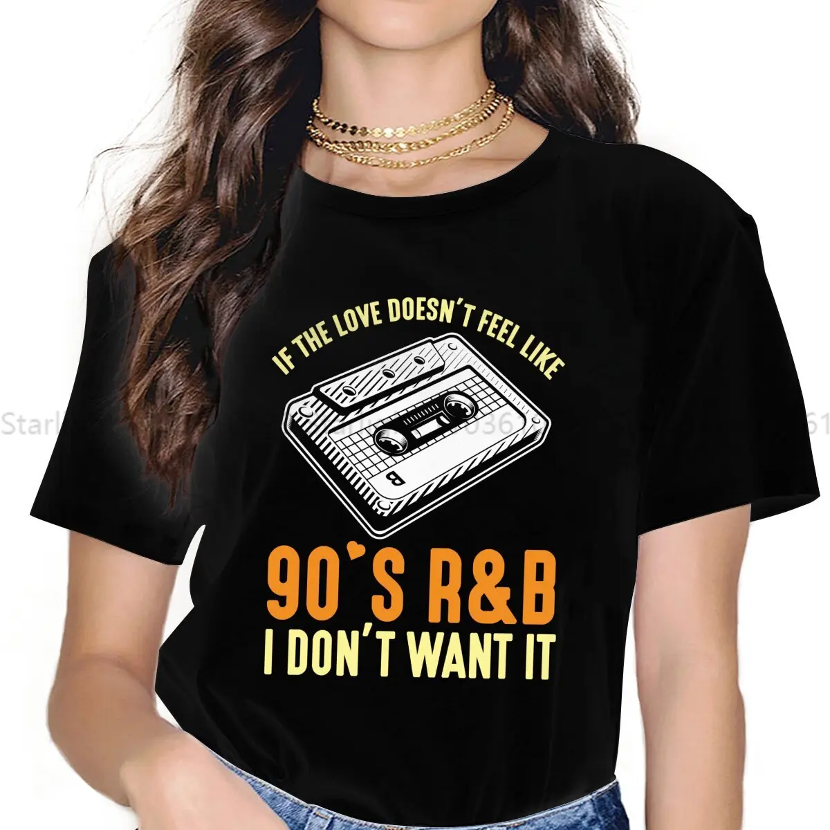 90s R&B Women's TShirt Music Art Girls Y2k Basic Tops O-neck Polyester Female T Shirt Humor Gift