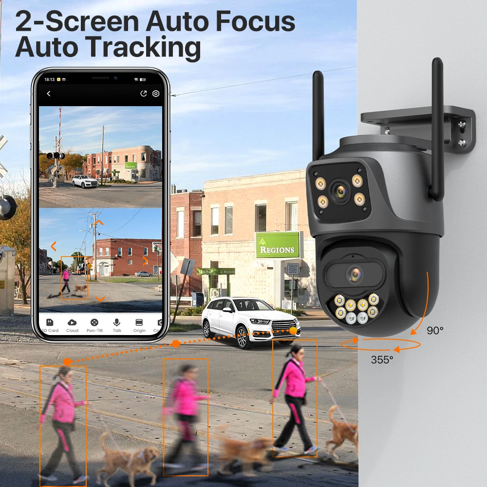 10MP 6MP PTZ Wifi Camera 5K HD Dual Lens Dual Screen Outdoor IP Camera AI Tracking Security Protection CCTV Surveillance iCsee