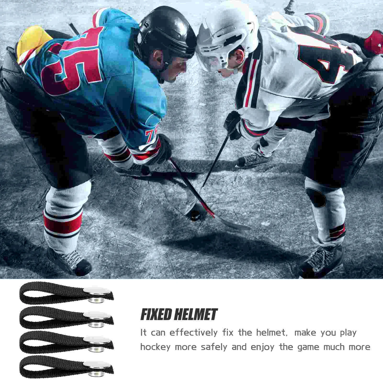 4 Pcs Hockey Restraint Accessory Repair Kit Safety Chin Strap for Replaceable Hard Elastic Black