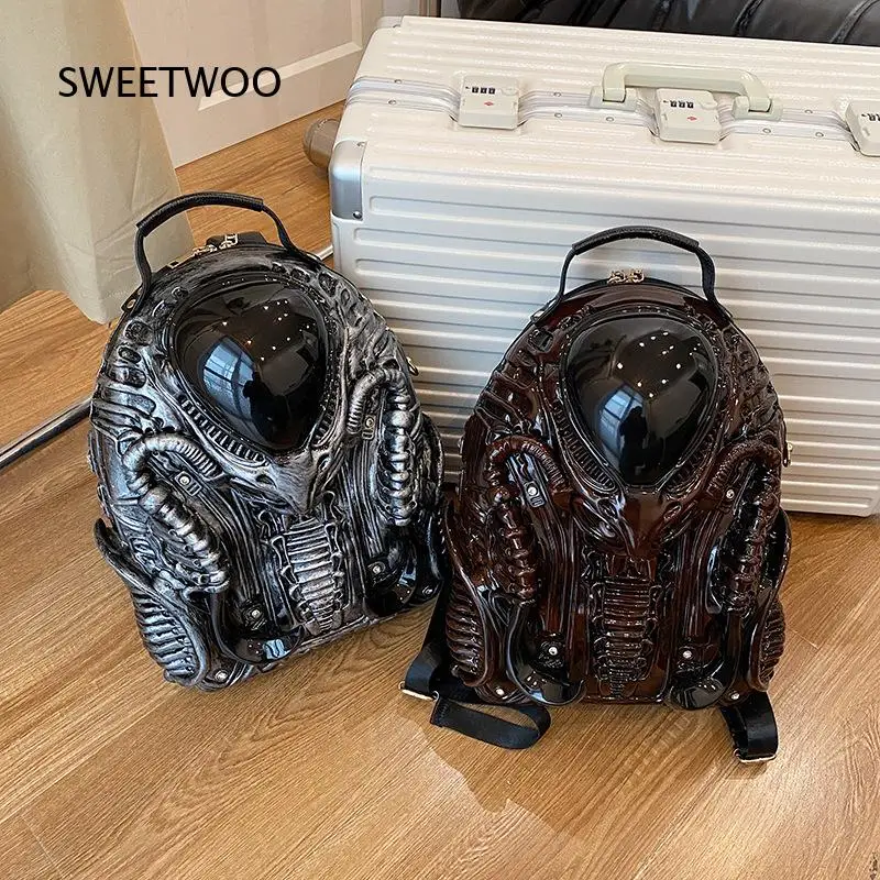 3D Alien Predator Hard Shell Backpack Sci Fi Horror Movie Embossed Large Capacity Cosplay Travel School Rucksach
