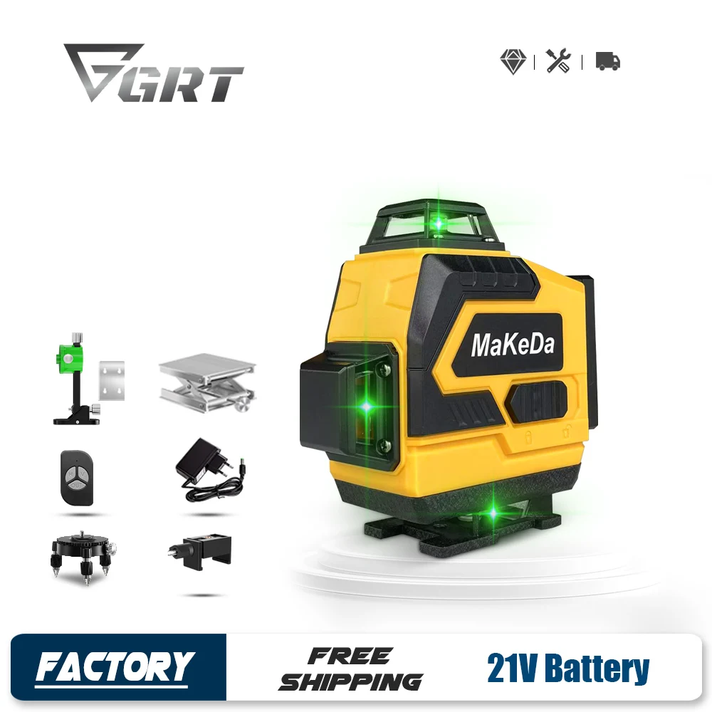 

Powerful 16 Lines Green Laser Level Measuring Tool with Horizontal and Vertical Self-Leveling, 360° Rotation and High Accuracy