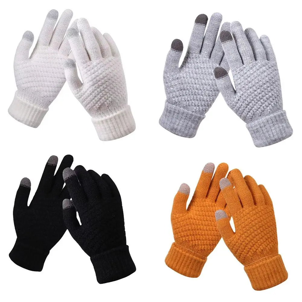 Women Men Warm Winter Touch Screen Gloves Knitted Glove Full Finger Guantes Crochet Glove Outdoor Cycling Driving Mittens