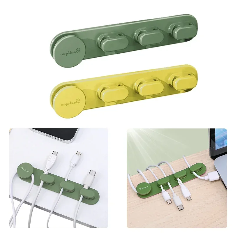 منظم كابل بيانات سيليكون ذاتي اللصق ، مشبك محور الشحن ، لفاف سطح المكتب ، مشبك لف الكابل الثابت