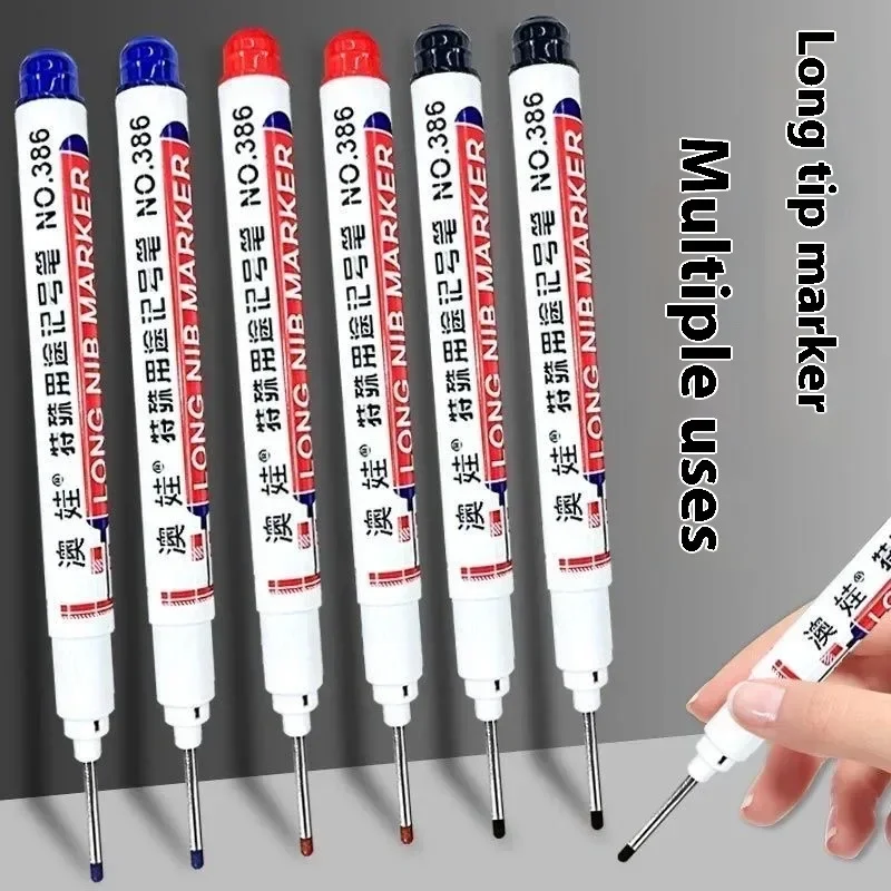 10Pcs 20mm Deep Hole Long Nib Markers – Waterproof Perforating Pens for Metal, Woodworking & Decoration Marking