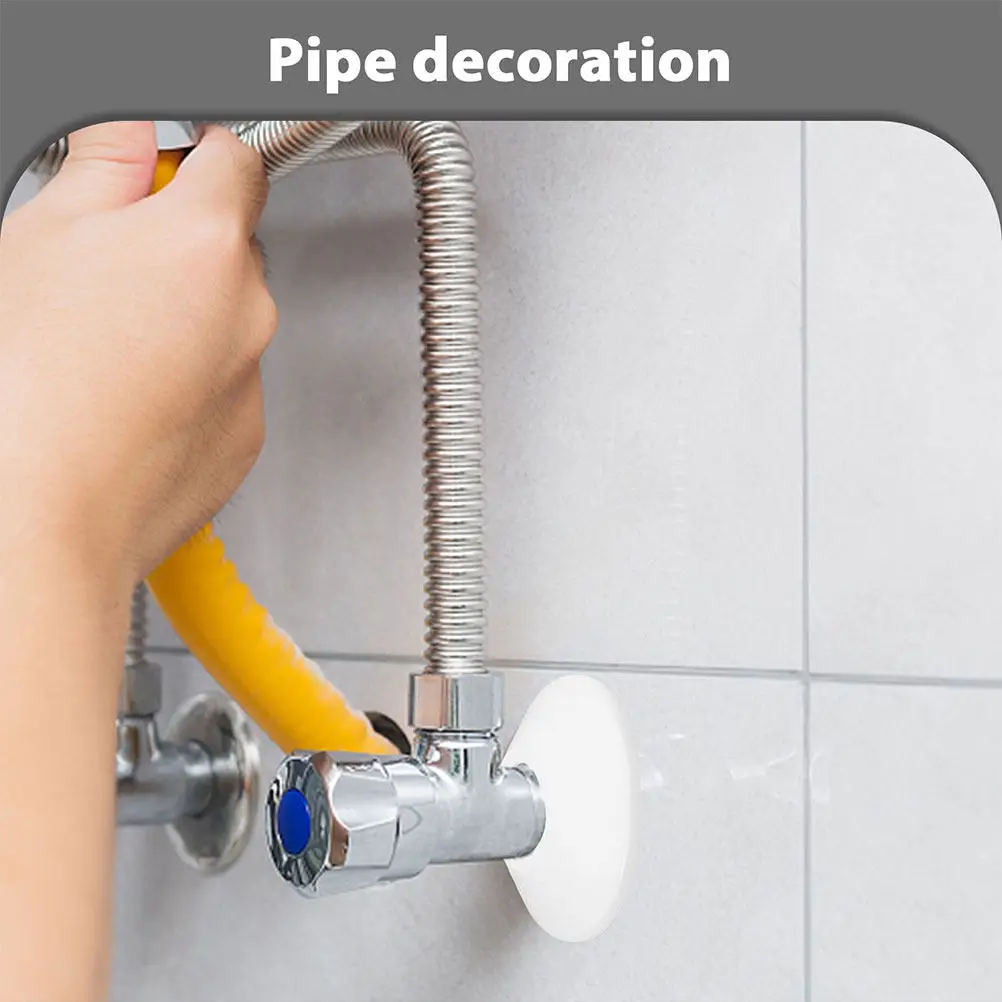 9Pcs White ABS Pipe Hole Decorative Covers for Radiator Water Plumbing Pipes Wall Flange Collar Covers Kitchen Bathroom Living