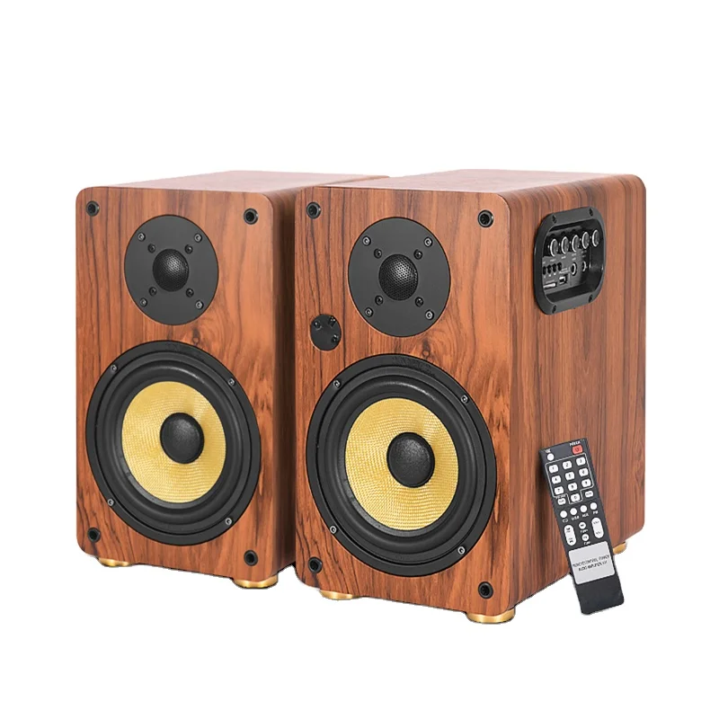 6.5 Inch 200W Wooden Fever HiFi Speakers Active Bluetooth Bookshelf Home Theater Sound System