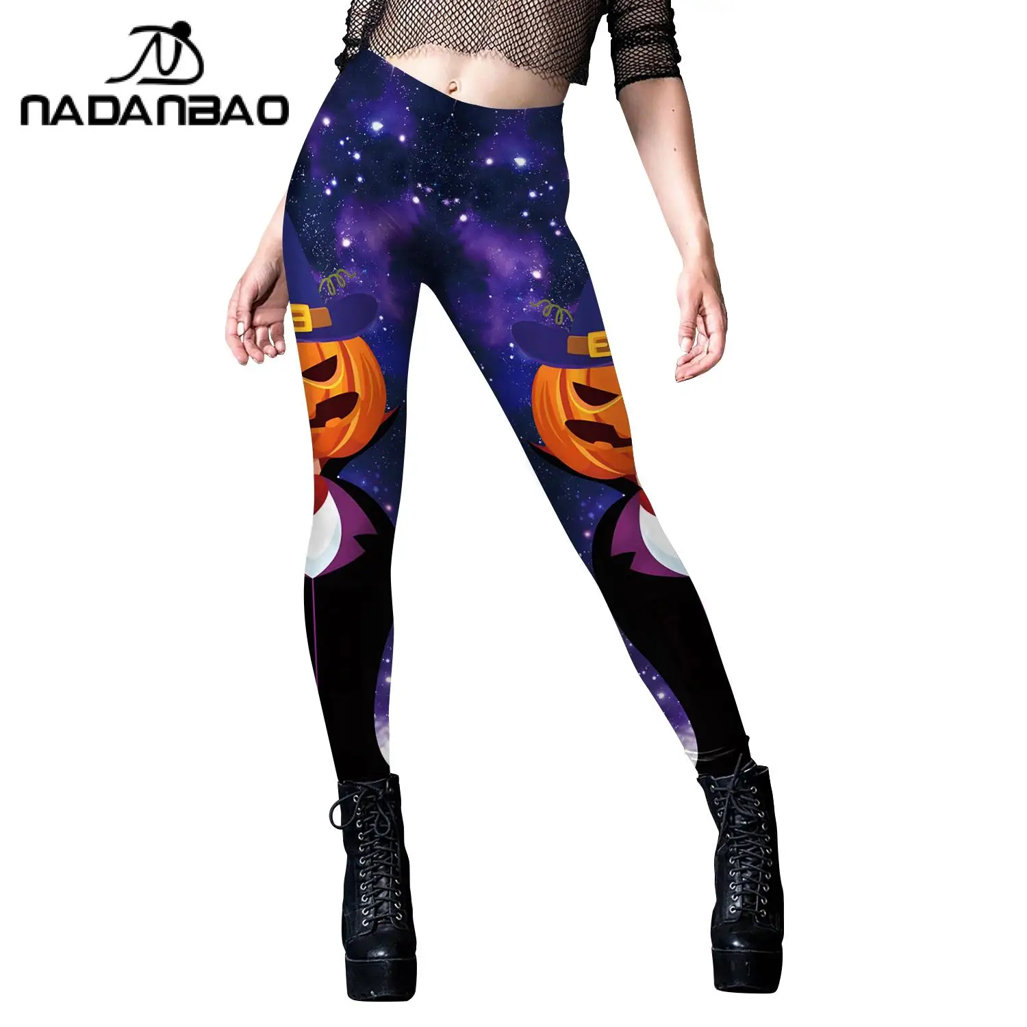 NADANBAO Scarry Leggings Funny Pumpkin Print Pants Halloween Party Trousers Sexy Elastic Tights Women Holiday Female Clothing