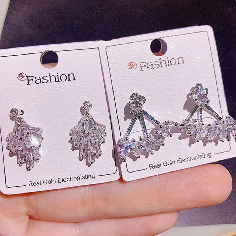 10 Pairs/Pack Luxury Zircon Inlay Copper Material Ladies\' Earrings Elegant Versatile Mixed Style Earrings Jewelry Gifts