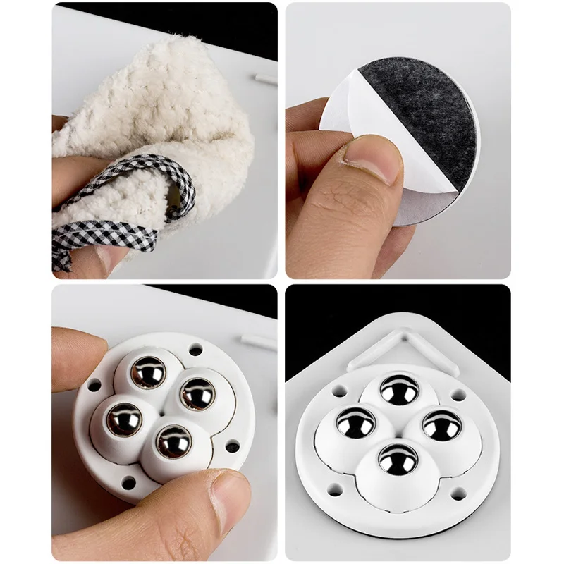 4pcs Mute Rollers For Furniture Self Adhesive 2/3/4 Beads Ball Wheels Universal Pulley 360° Rotating Wheels for Bins Storage Box