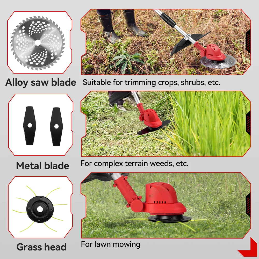 Cortacésped eléctrico sin escobillas ONEVAN, cortadora de césped inalámbrica de 36000RPM, cortador de jardín ajustable plegable para batería Makita