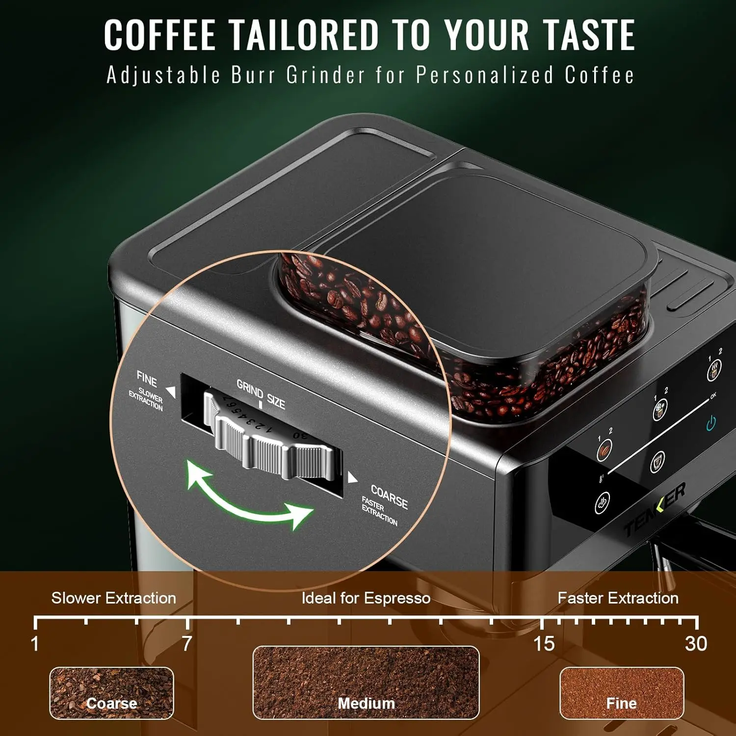 Macchina per caffè espresso con macinacaffè, macchina da caffè da 20 bar con montalatte per la casa, macchina da caffè all-in-one in acciaio inossidabile