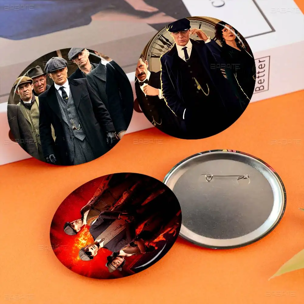 P-Peaky B-Blinders Cartoon Brooches Anime Badge Round Handmade Brooch Lapel Pins Jewelry for Backpack Clothes Gifts