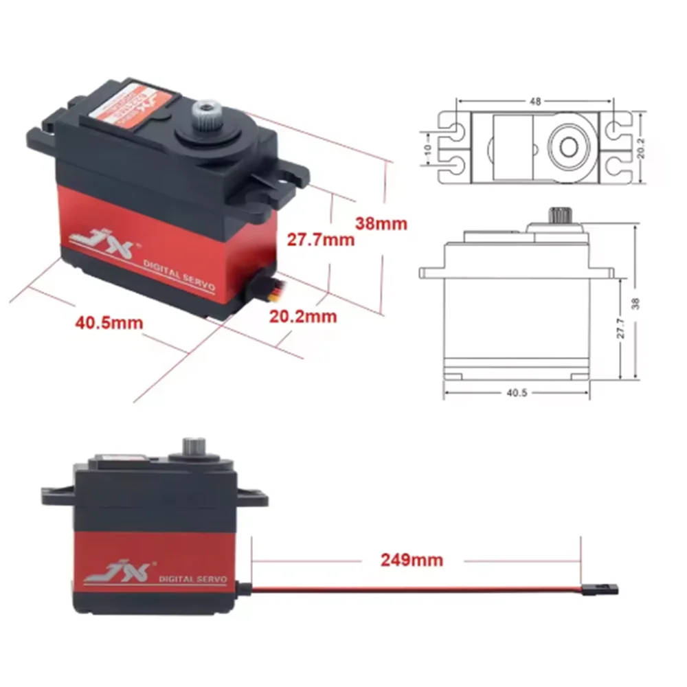 JX PDI-6221MG 180° 360° 20KG Large Torque Digital Metal Gear Coreless Servo For 1/10 1/8 Car Crawler Buggy RC Models Helicopter
