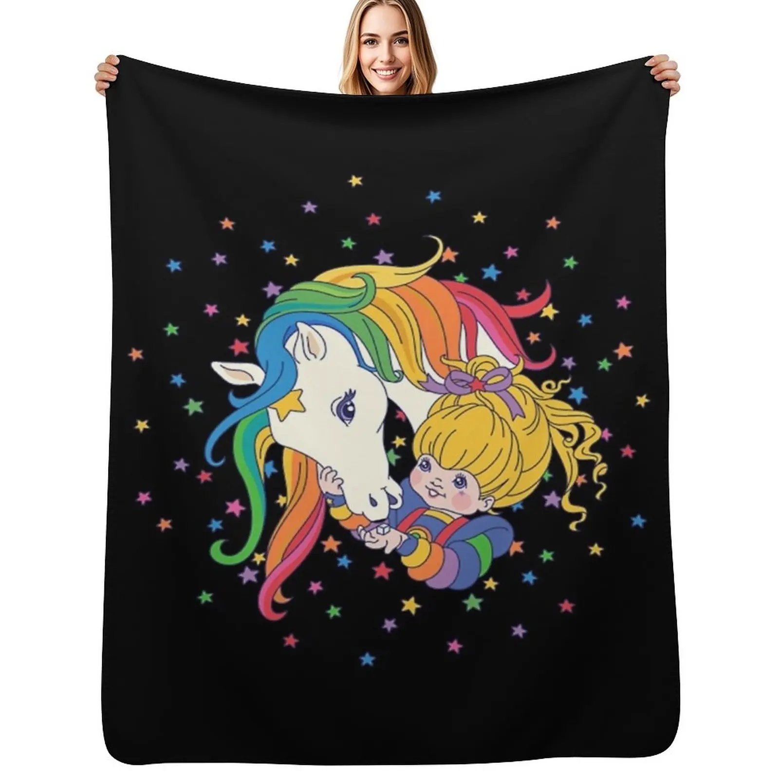 

Rainbow & Starlite Throw Blanket Blankets Sofas Of Decoration Flannels Plush Luxury Blankets