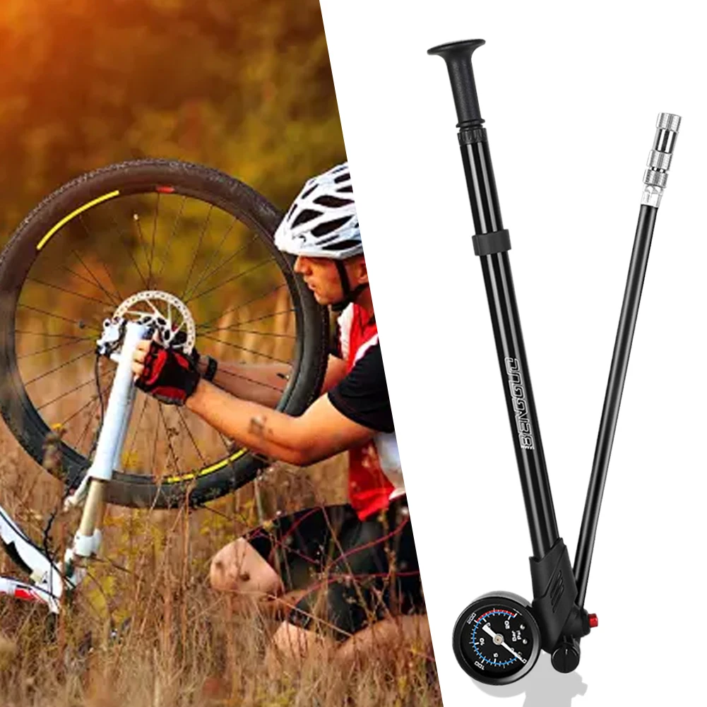 

300PSI Bicycle Pump with Gauge Bike Tire Air Pump Fits & Schrader High Pressure Shock Pump for Front Fork Rear Suspension