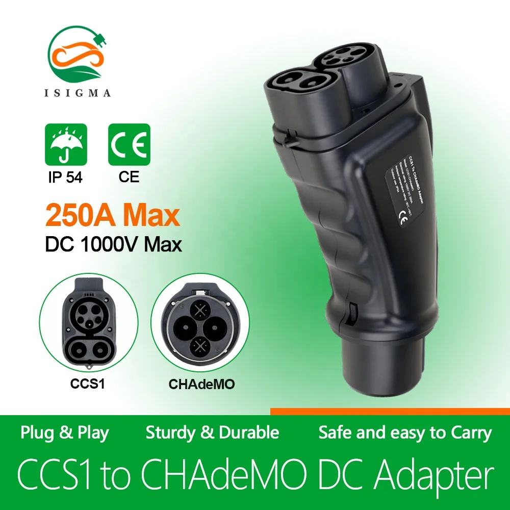 Isigma CCS super ev charger adapter DC 1000V 250A IP54 CCS1 to ChadeMo dc adapter