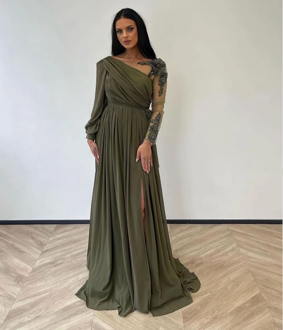 Jessica Dark Green Prom DressesLace Embroidery For Ladies Evening Dresses Women's Wedding Party Dresses فساتين السهرة Customized