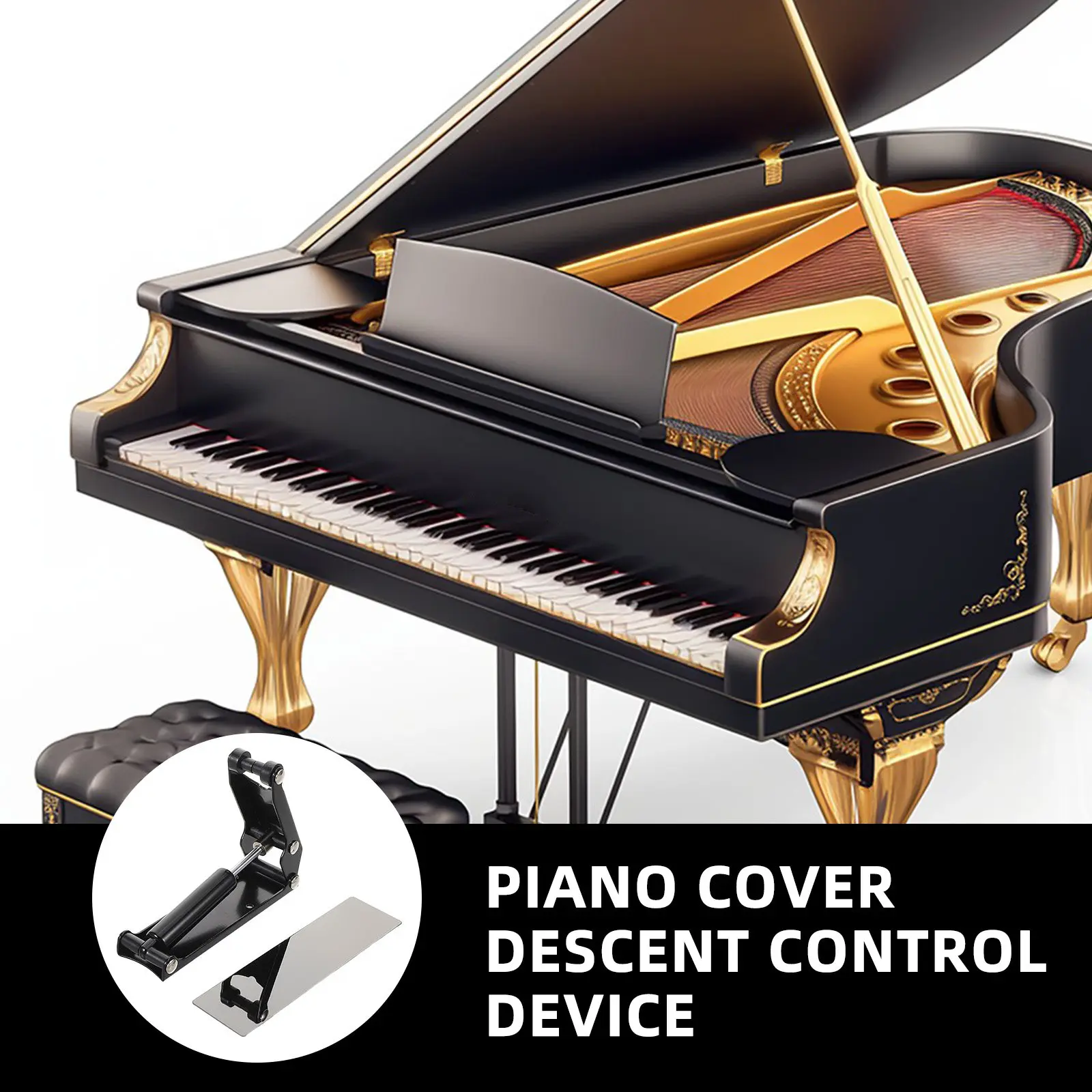 Piano Hydraulic Fallboard Decelerator Smooth Quiet Descent Control Soft Fall Keyboard Cover Device Universal Compatibility