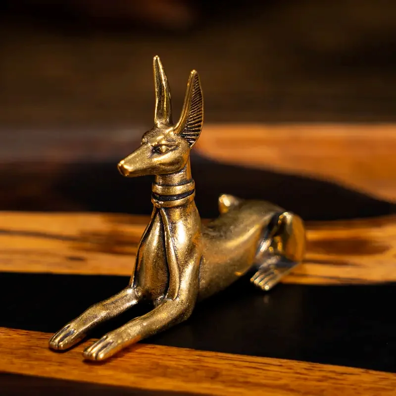 1 Stück Vintage Messing Ägyptischer Pharao Hound Statue – exquisites dekoratives Kunststück für Zuhause, Büro oder Café, ideal für Bücherregale – Detail 7
