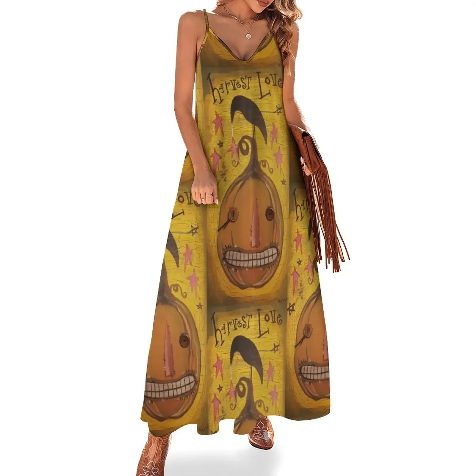 

Harvest Love Pumpkin and Crow Sleeveless Dress loose women's dress summer dresses for women 2024 Dress