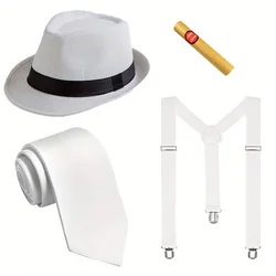 Men's Hat, Suspenders, and Tie Combo for a Fashionable Look