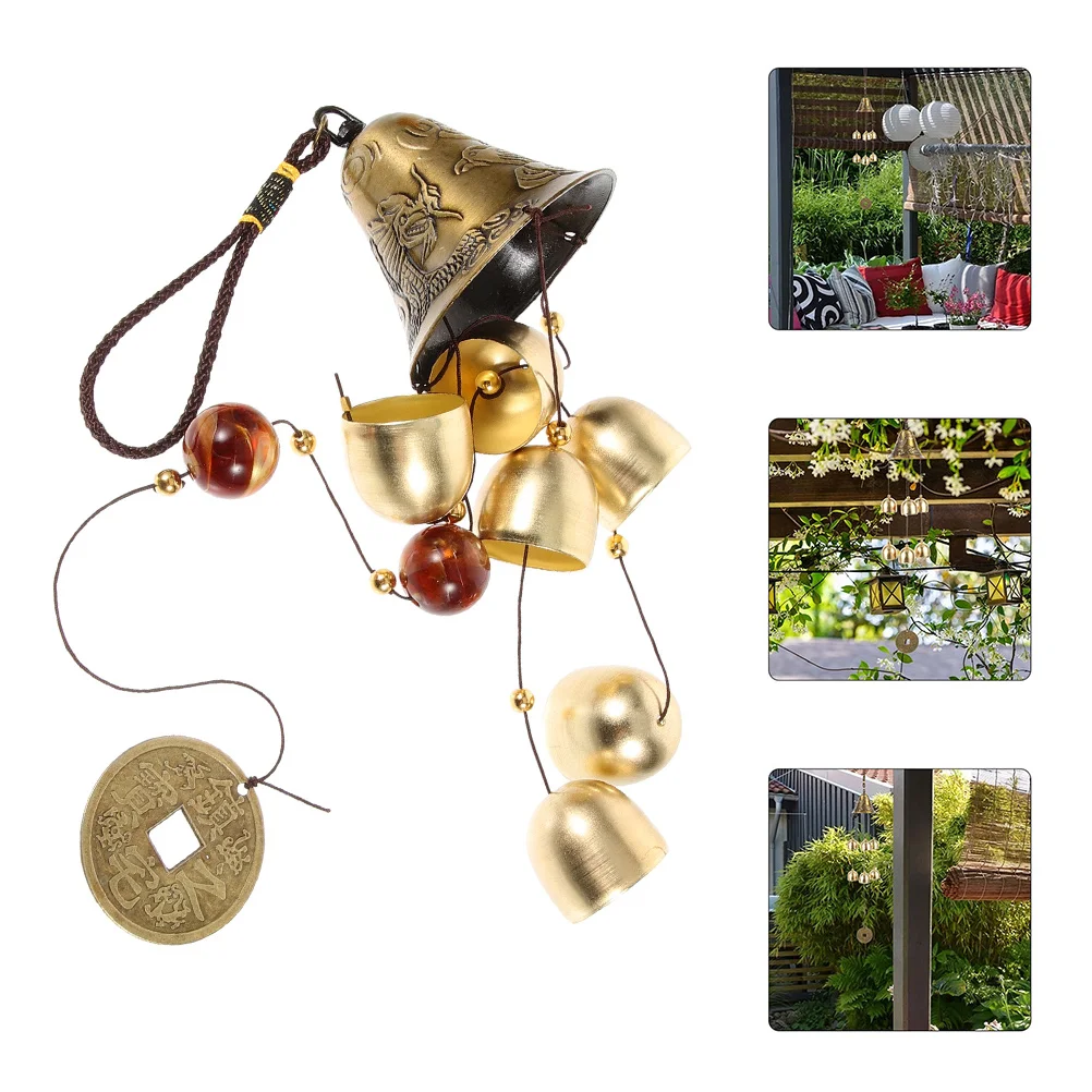 

2pcs Feng Shui Wind Chime Alloy Crafted Dragon Motif Lucky Outdoor Garden Hanging Decor Small Windchimes for Balcony Bells