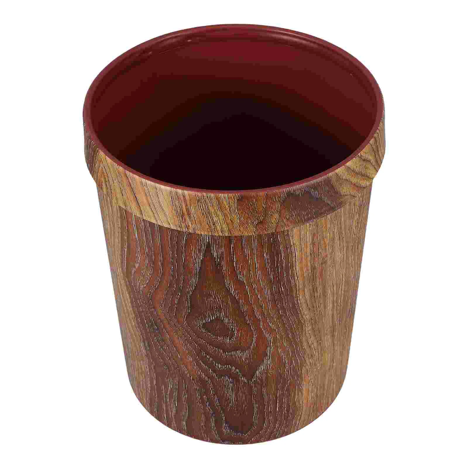 

Wood Grain Trash Can Home Decor Plastic Waste Holder Rubbish Desk Container Laundry Room Bin Large Capacity