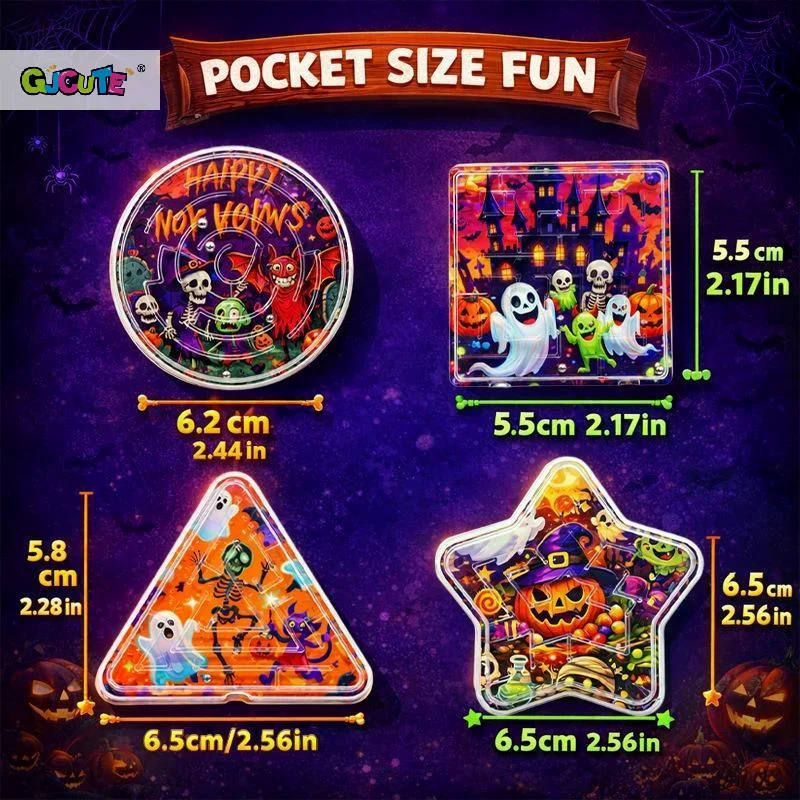 10Pcs Halloween Mini Maze Toys Educational Handheld Brain Puzzles Party Favor Halloween Party Favor for Kid Goodies Bag Exchang