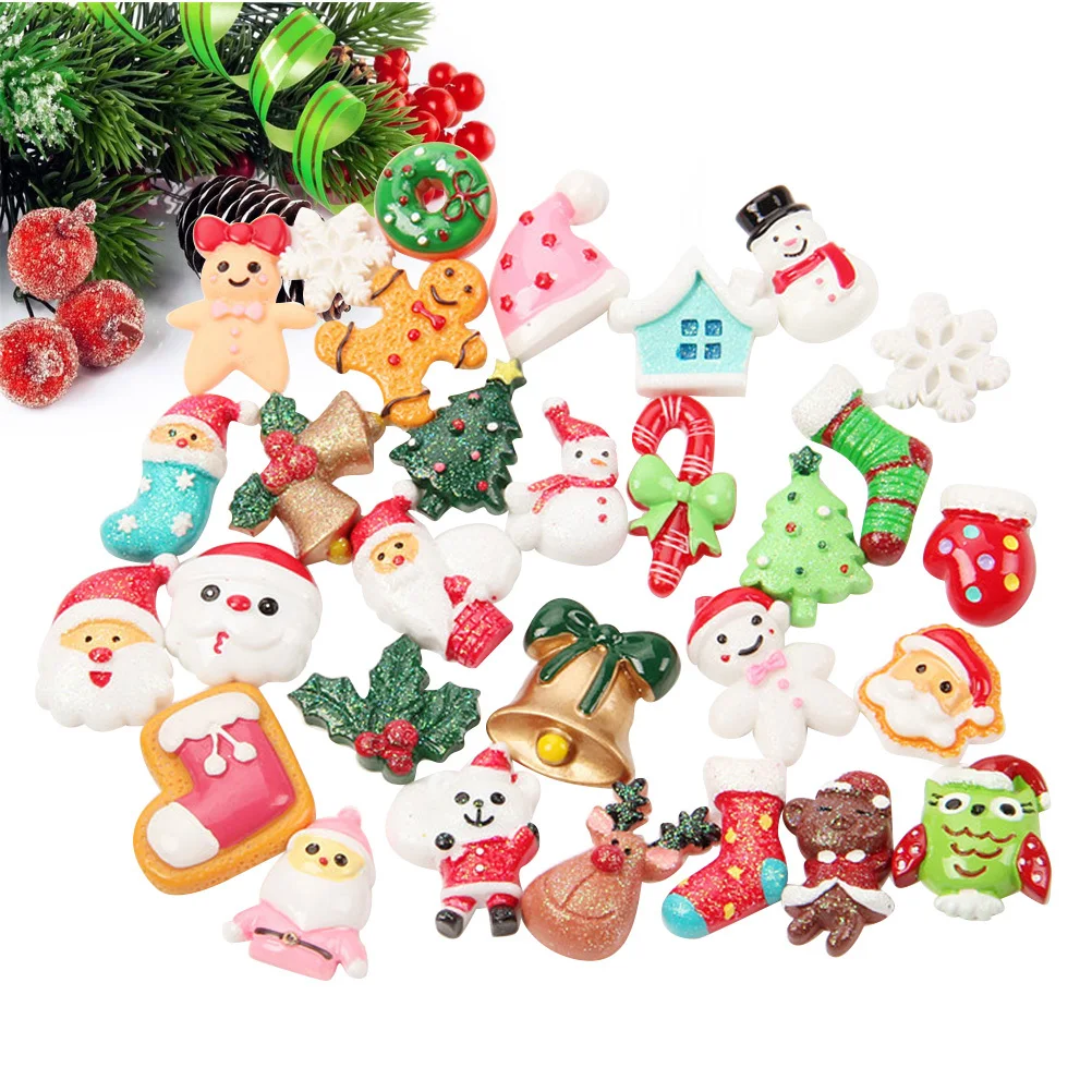 

100 шт., маленькие аксессуары из смолы, рождественская тема, поделки своими руками, стильные украшения, украшение ручной работы для чехла для телефона, ювелирные изделия для волос