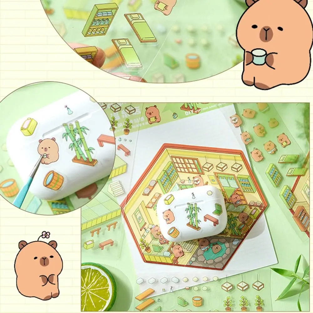 New Capybara Miniature Scene 3D Stickers DIY 3D Landscaping Stickers Visual Stacking Sticker