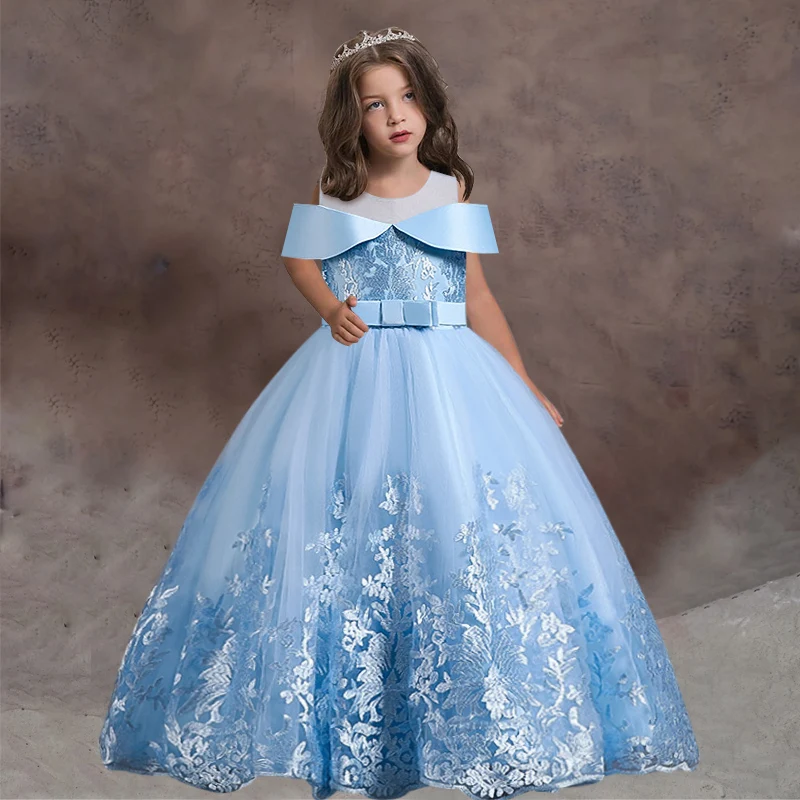 2023 long sequined flower girl wedding dress bridesmaid dress elegant princess evening party catwalk dress puffy dress 4-12 year