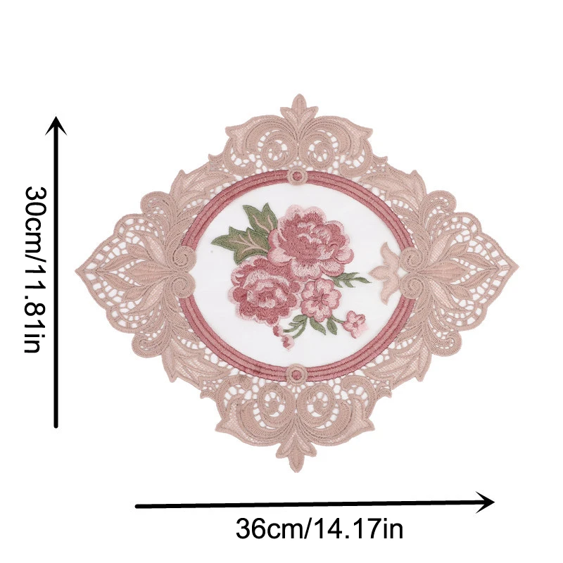 Vintage Lace Flower Embroidery Table Mat White Napkin Dining Placemat Coffee Cup Pad Insulated Coasters Home Desktop Decoration